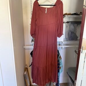 Soma Burgundy Satin Dress